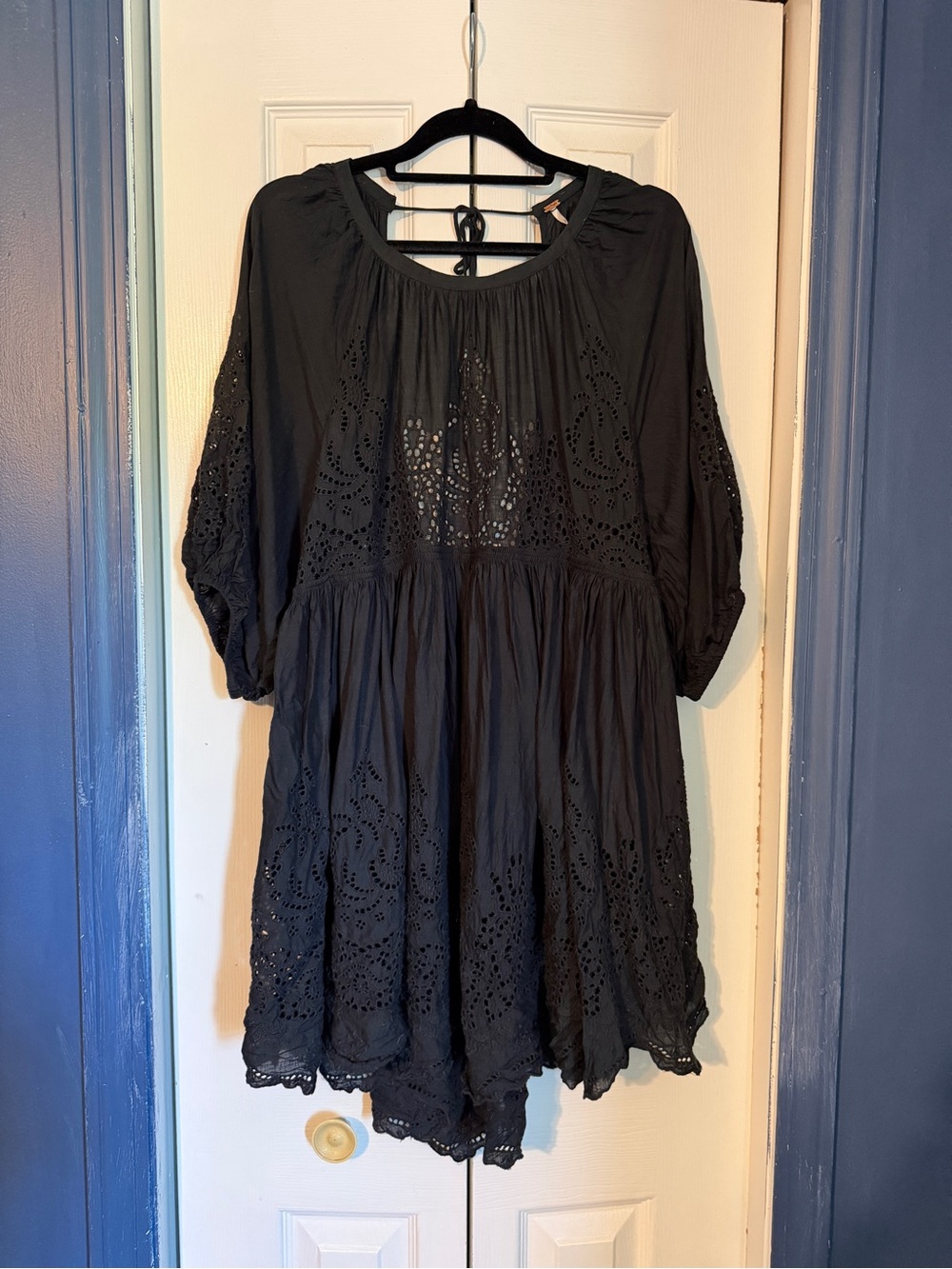 Free People Black Eyelet Mini Dress